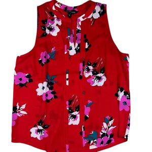 41 Hawthorn Women’s Large Red Floral Sleeveless  Tank Blouse NWT